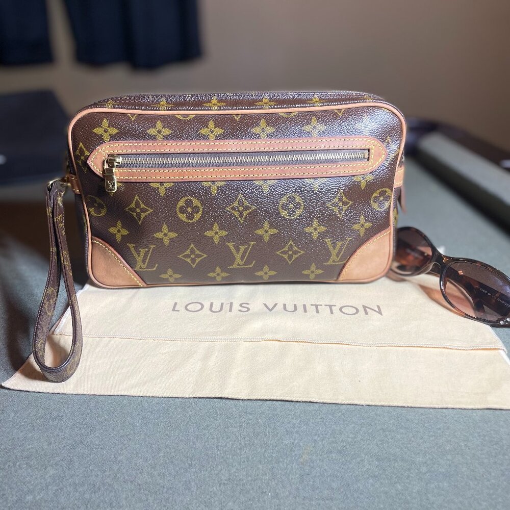 Louis Vuitton Marly Dragonne Monogram Canvas Wristlet Clutch Bag